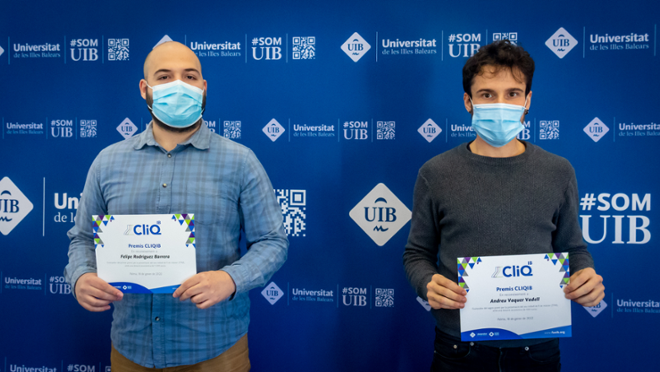 Els premiats: Felipe Rodríguez i Andreu Vaquer - Foto: A.Costa/UIB